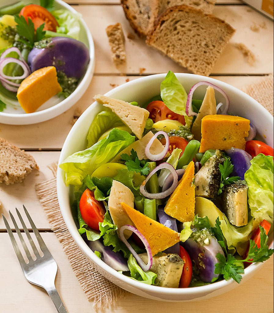 Colourful salad with variety of CHEESE THE QUEEN